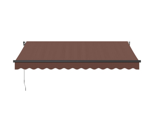 Toldo retráctil manual con luz LED marrón 350x250 cm