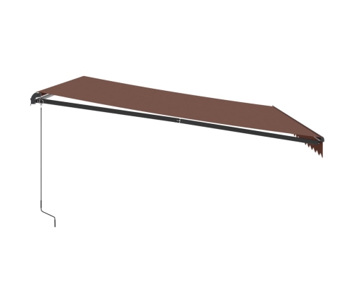 Toldo retráctil manual con luz LED marrón 450x300 cm