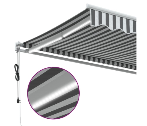 Toldo retráctil automático luz LED antracita blanco 300x250 cm