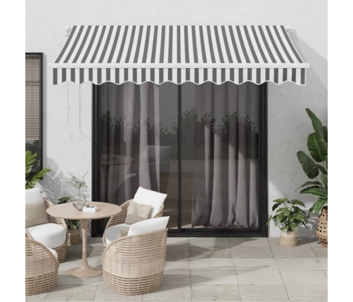 Toldo retráctil automático luz LED antracita blanco 300x250 cm