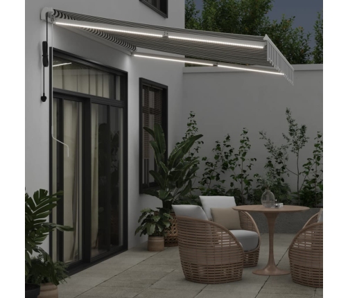 Toldo retráctil automático luz LED antracita blanco 350x250 cm