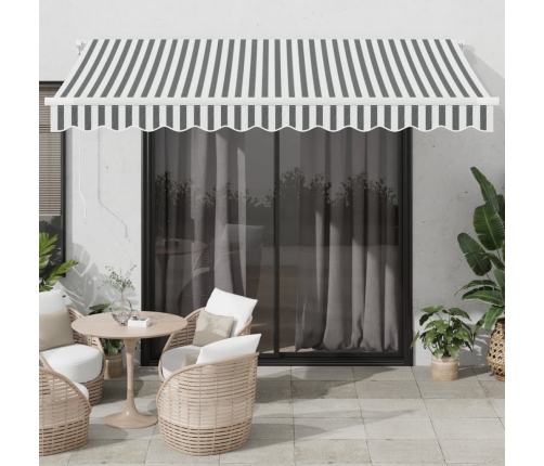 Toldo retráctil automático luz LED antracita blanco 350x250 cm