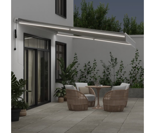 Toldo retráctil automático luz LED antracita blanco 450x300 cm