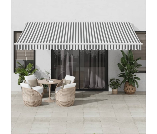 Toldo retráctil automático luz LED antracita blanco 450x300 cm