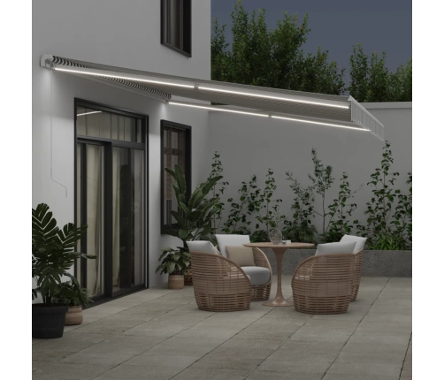 Toldo retráctil manual luz LED antracita y blanco 500x300 cm