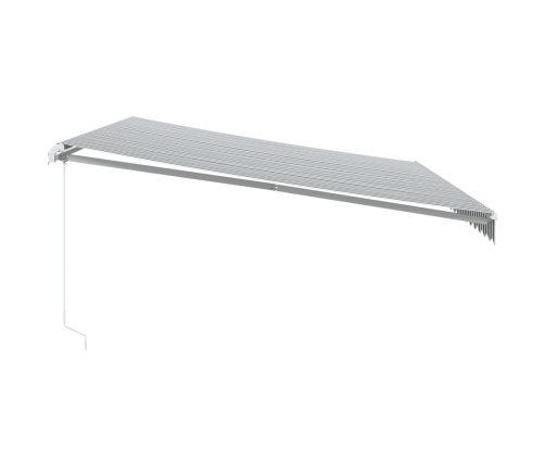 Toldo retráctil manual luz LED antracita y blanco 500x300 cm