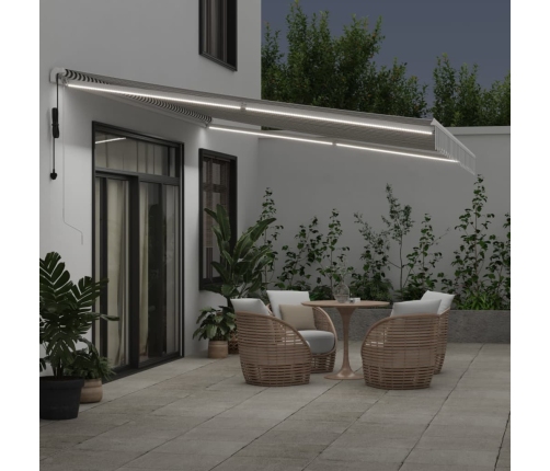 Toldo retráctil automático luz LED antracita blanco 500x300 cm