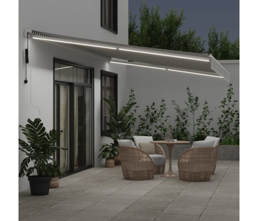 Toldo retráctil automático luces LED antracita blanco 600x300cm