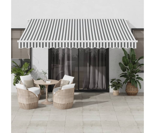 Toldo retráctil automático gris antracita y blanco 400x350 cm
