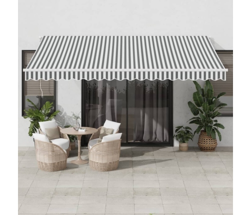 Toldo retráctil manual luz LED antracita y blanco 450x350 cm