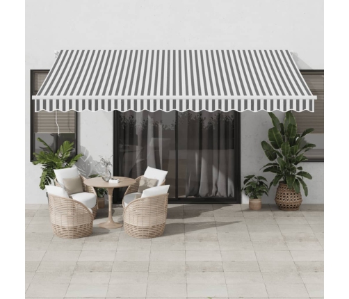 Toldo retráctil automático luz LED antracita blanco 450x350 cm