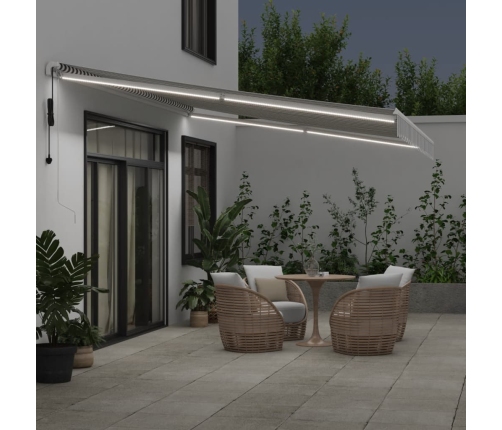 Toldo retráctil automático luz LED antracita blanco 500x350 cm