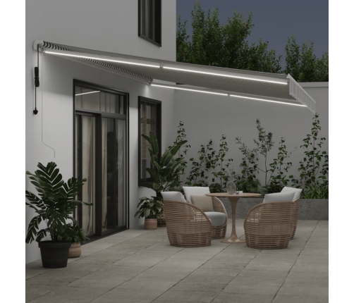 Toldo retráctil automático luz LED antracita blanco 600x350 cm