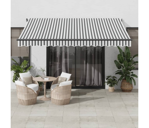 Toldo retráctil manual gris antracita y blanco 400x350 cm