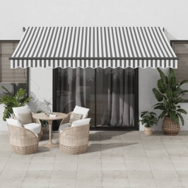 Toldo retráctil automático gris antracita y blanco 400x350 cm