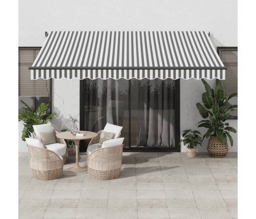 Toldo retráctil automático gris antracita y blanco 400x350 cm