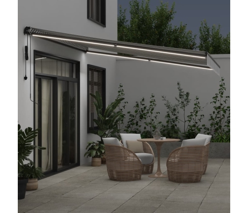 Toldo retráctil automático luz LED antracita blanco 400x350 cm