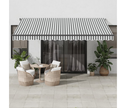 Toldo retráctil manual gris antracita y blanco 450x350 cm