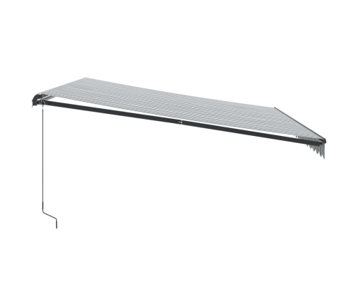 Toldo retráctil manual luz LED antracita y blanco 450x350 cm