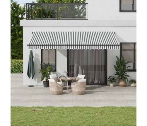 Toldo retráctil manual gris antracita y blanco 500x350 cm