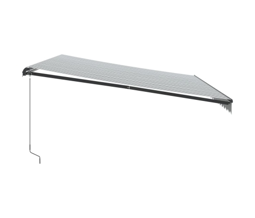 Toldo retráctil manual luz LED antracita y blanco 500x350 cm