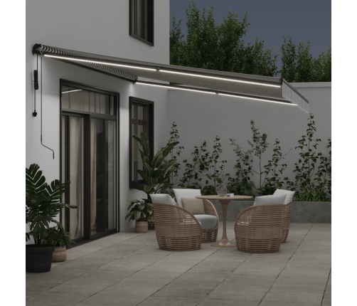 Toldo retráctil automático luz LED antracita blanco 500x350 cm