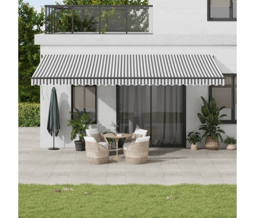 Toldo retráctil manual gris antracita y blanco 600x350 cm