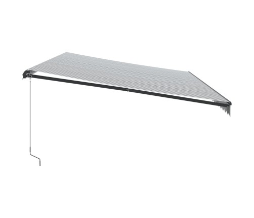 Toldo retráctil manual luz LED antracita y blanco 600x350 cm