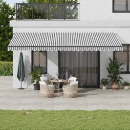 Toldo retráctil automático gris antracita y blanco 600x350 cm