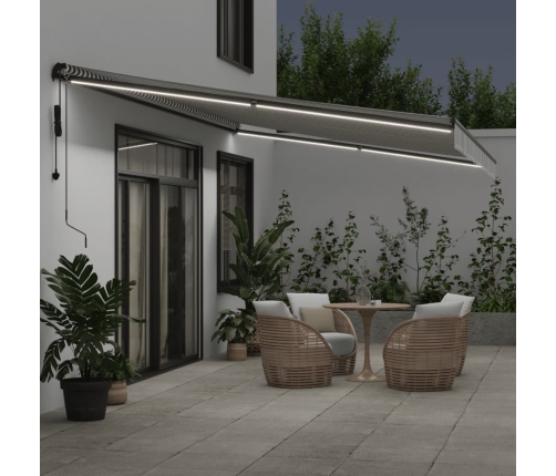 Toldo retráctil automático luz LED antracita blanco 600x350 cm