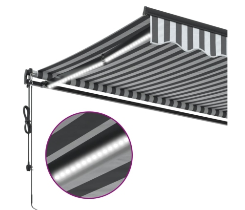 Toldo retráctil automático luz LED antracita blanco 600x350 cm