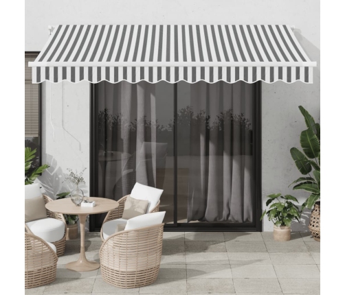 Toldo retráctil manual gris antracita y blanco 350x250 cm