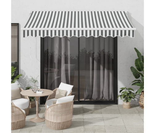 Toldo retráctil aluminio y tela gris antracita y blanco 3x2,5 m