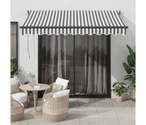 Toldo retráctil aluminio y tela gris antracita y blanco 3x2,5 m