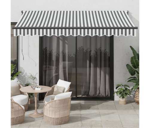 Toldo retráctil aluminio y tela antracita y blanco 3,5x2,5 m