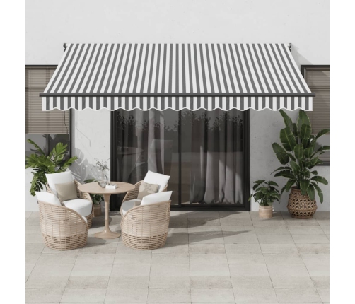 Toldo retráctil aluminio y tela gris antracita y blanco 4x3 m