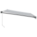 Toldo retráctil aluminio y tela gris antracita y blanco 4,5x3 m