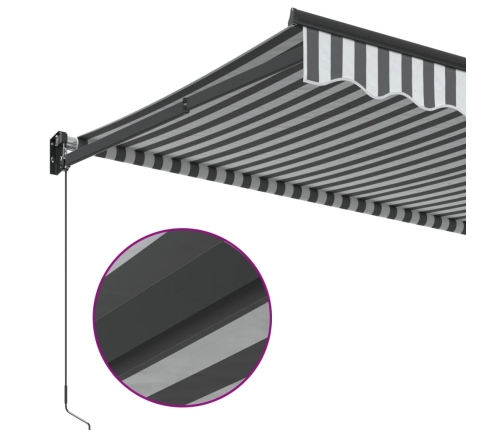 Toldo retráctil aluminio y tela gris antracita y blanco 4,5x3 m