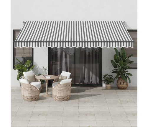 Toldo retráctil aluminio y tela gris antracita y blanco 4,5x3 m