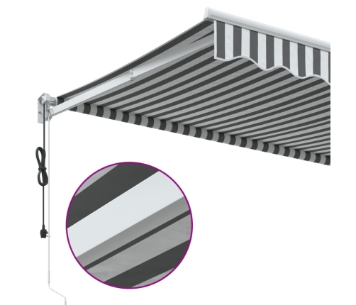 Toldo retráctil aluminio y tela gris antracita y blanco 4,5x3 m