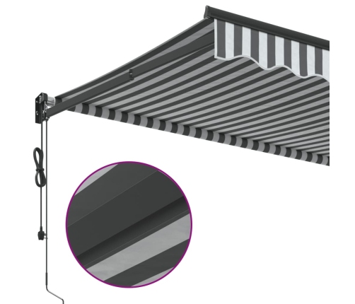 Toldo retráctil aluminio y tela antracita y blanco 3,5x2,5 m
