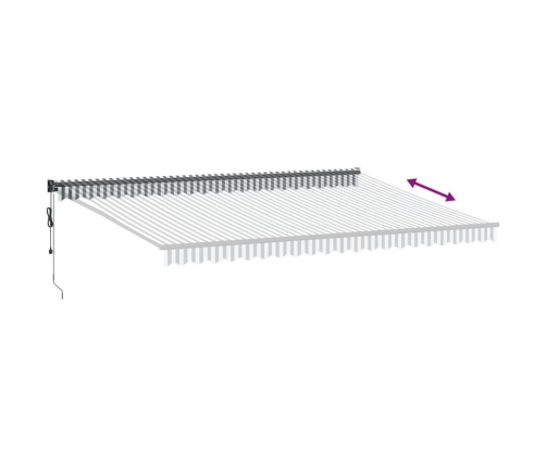 Toldo retráctil aluminio y tela gris antracita y blanco 5x3 m