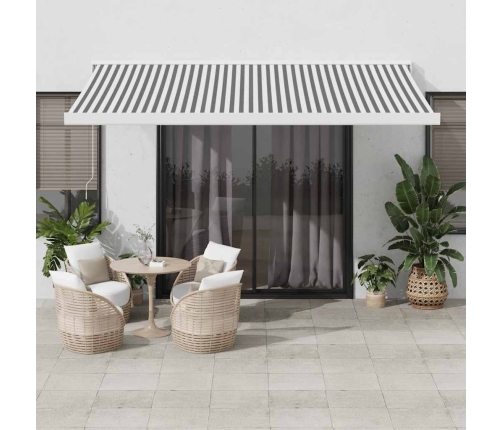 Toldo retráctil aluminio y tela gris antracita y blanco 4x3 m