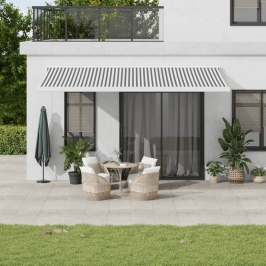 Toldo retráctil aluminio y tela gris antracita y blanco 5x3 m