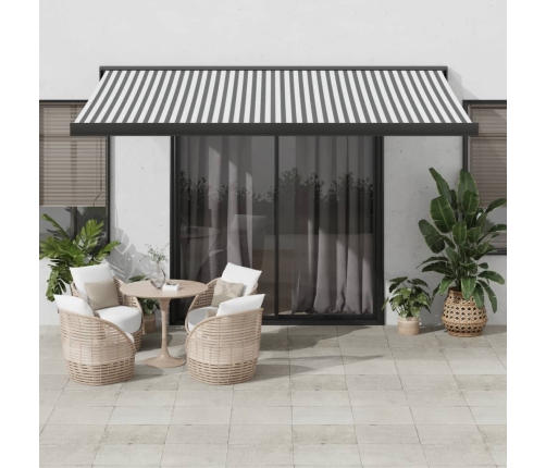 Toldo retráctil aluminio y tela gris antracita y blanco 4,5x3 m