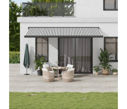 Toldo retráctil aluminio y tela gris antracita y blanco 5x3 m