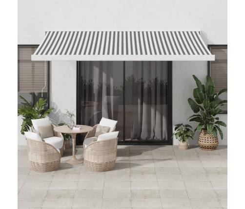 Toldo retráctil aluminio y tela gris antracita y blanco 4,5x3 m