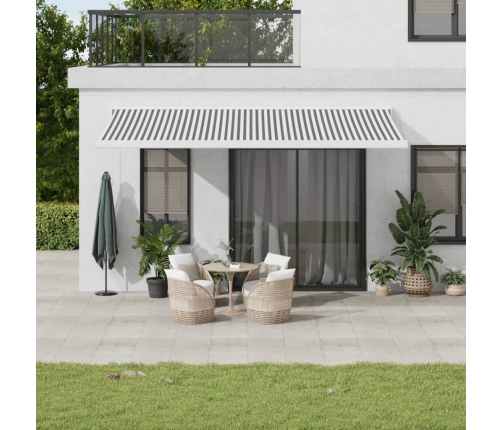 Toldo retráctil aluminio y tela gris antracita y blanco 5x3 m