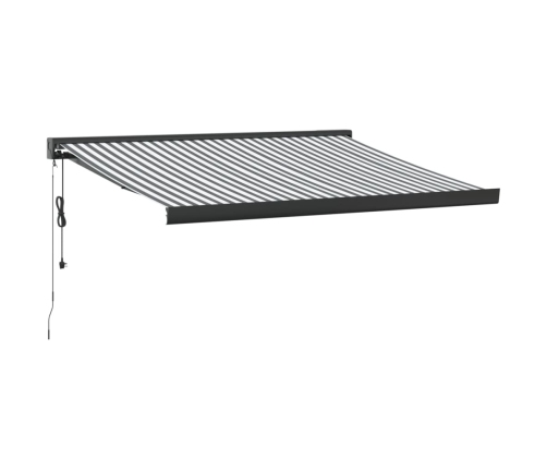 Toldo retráctil aluminio y tela antracita y blanco 3,5x2,5 m