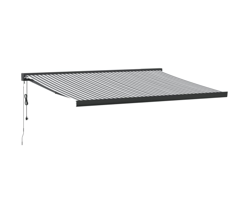 Toldo retráctil aluminio y tela gris antracita y blanco 4,5x3 m